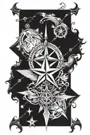 wind rose and dodge challenger tattoo design idea