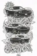 Dodge Challenger Kompaß tattoo design idea
