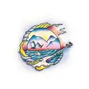 music, ocean, mountains, sunsets, friends tattoo design idea