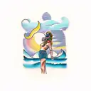 music, ocean, mountains, sunsets, friends tattoo design idea