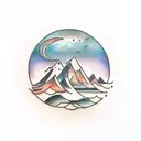 music, ocean, mountains, sunsets, friends tattoo design idea