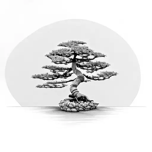 bonsai tree growing out of rock tattoo design idea