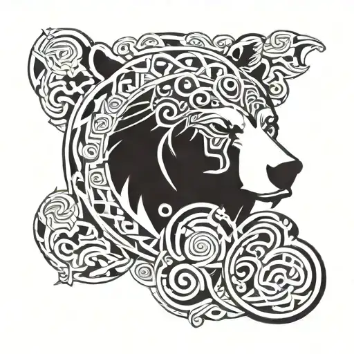 nordic bear head surrounded by knotwork design incorporating elements tattoo design idea