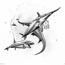 hammerhead shark and aquaman tattoo design idea