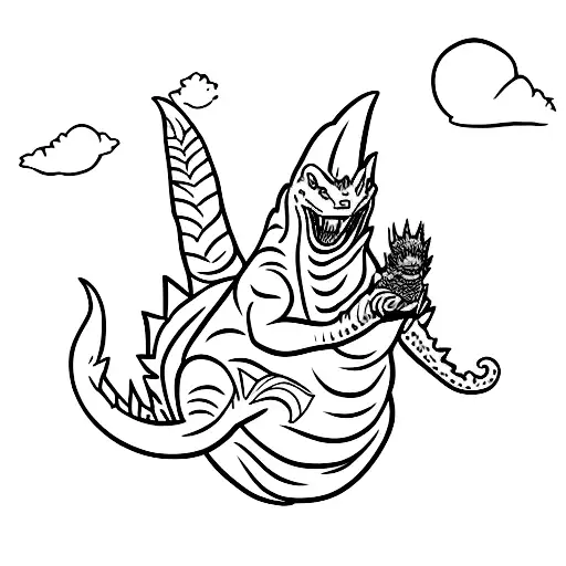 Godzilla stoner tattoo design idea