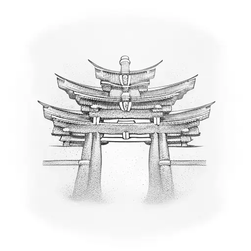 torii gate in water  tattoo design idea