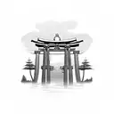 torii gate in water  tattoo design idea