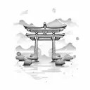 torii gate in water  tattoo design idea