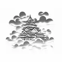 Osaka Castle in front of clouds  tattoo design idea