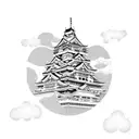 Osaka Castle in front of clouds  tattoo design idea