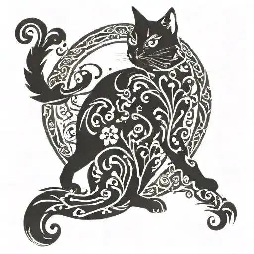 cat silhouette tattoo design idea