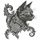 cat silhouette tattoo design idea