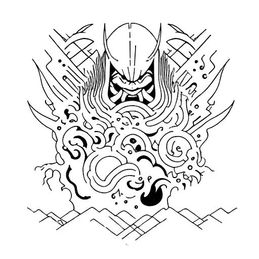 depression and devil tattoo design idea