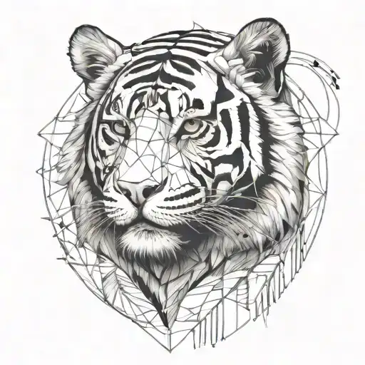 tiger and Fibonacci sequence tattoo design idea