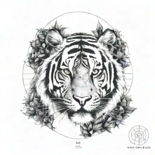 tiger and Fibonacci sequence tattoo design idea
