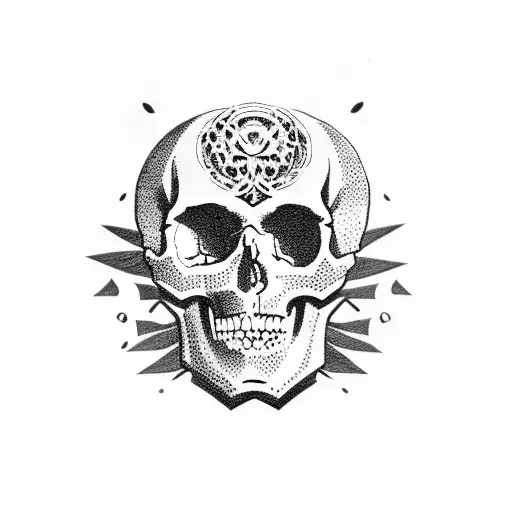 skull and gun and money  tattoo design idea