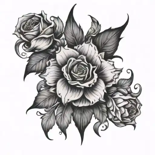 long dark gothic floral calligraphy tattoo design idea