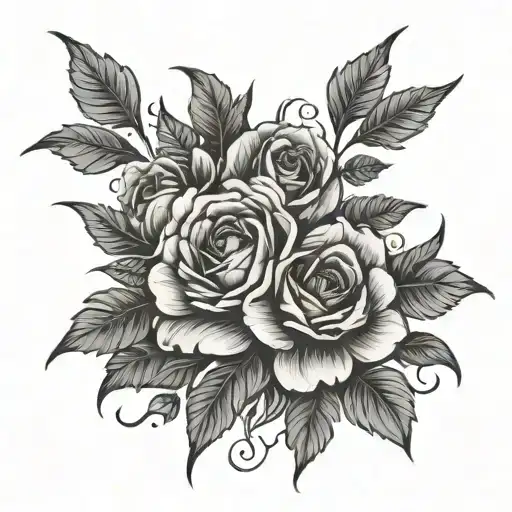 dark gothic floral lines tattoo design idea