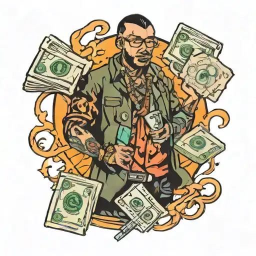 money gangster holding tattoo design idea