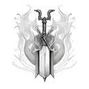 sword with flames tattoo design idea