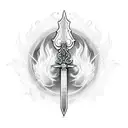 sword with flames tattoo design idea