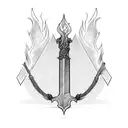 sword with flames tattoo design idea