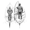 two surfers and one of them is dead  tattoo design idea