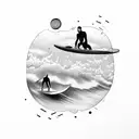 two surfers and one of them is dead  tattoo design idea