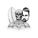 two surfers and one of them is dead  tattoo design idea