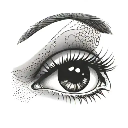closd eye with dot on eyelid tattoo design idea