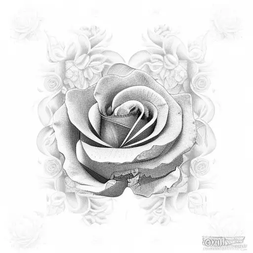 A detailed black and grey tattoo of a Lancashire rose surrounded by honeycomb patterns tattoo design idea