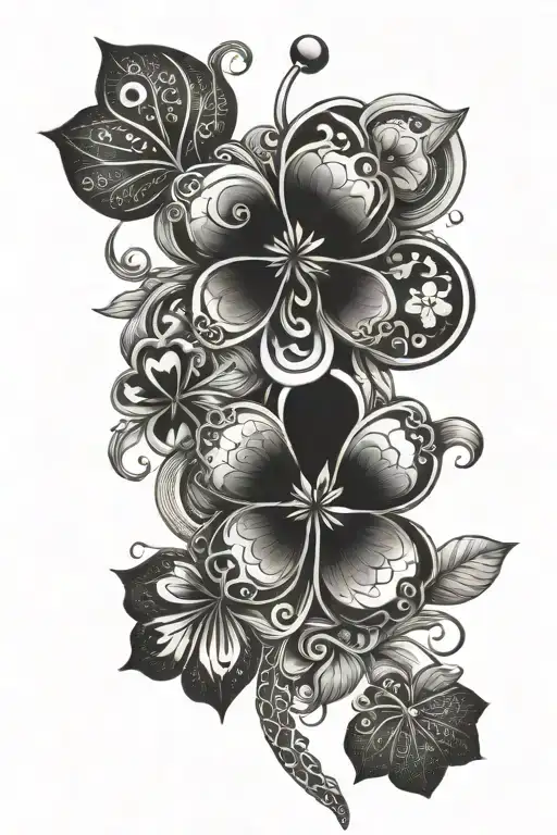 lucky clover combined with eye money  tattoo design idea