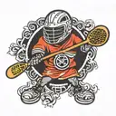 small lacrosse stick figure tattoo design idea