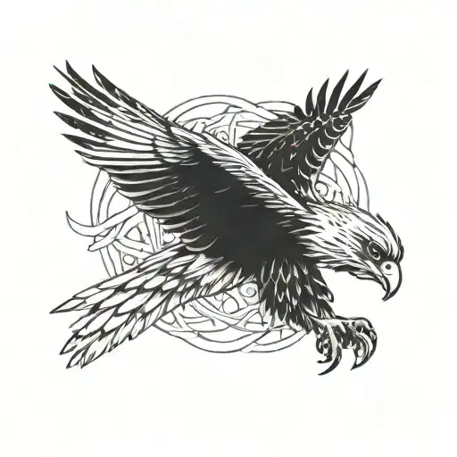 the hawk emerges from tattoo design idea