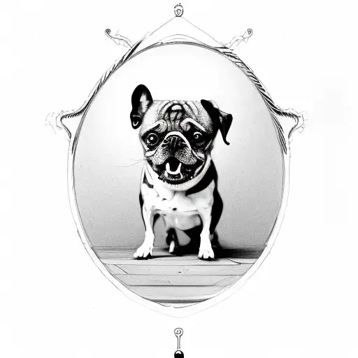 make the dog look happy with an olive on their head tattoo design idea