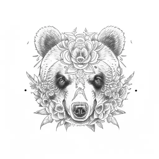 death, flowers, vibes, bears, dogs, cats, bird, sleeve tattoo design idea