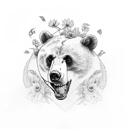 death, flowers, vibes, bears, dogs, cats, bird, sleeve tattoo design idea