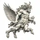 greek mythology kronos god of time sculpture dynamic good and evil angel 8k high resolution tattoo design idea