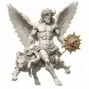greek mythology kronos god of time sculpture dynamic good and evil angel 8k high resolution tattoo design idea