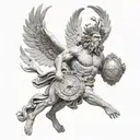 greek mythology kronos god of time sculpture dynamic good and evil angel 8k high resolution tattoo design idea