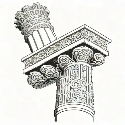 greek perspolis columne tattoo design idea