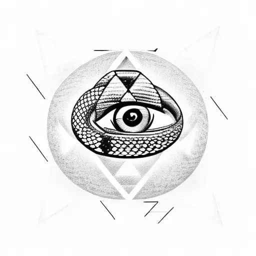 triangle with eye with snake  tattoo design idea
