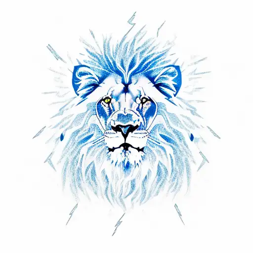 lion with lightning  tattoo design idea