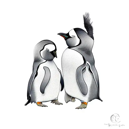 two penguins loving each other soulmates infinity forever tattoo design idea