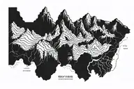 Minimalist topographic map tatoo of the rocky mountains of colorado to the pacific ocean covering tattoo design idea
