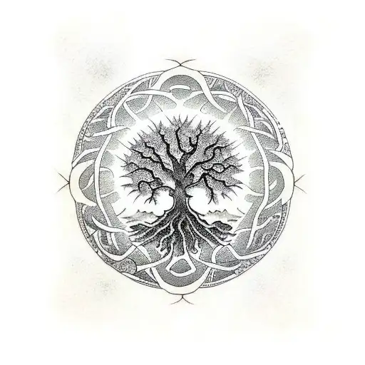 Japanese "Tree Of Life" Tattoo Idea BlackInk AI