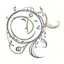 solar eclipse with music notes intertwined in color tattoo design idea