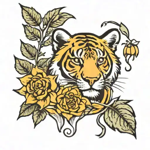 goldenrod leo tattoo design idea