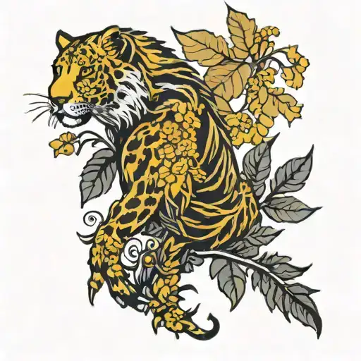 goldenrod leo tattoo design idea