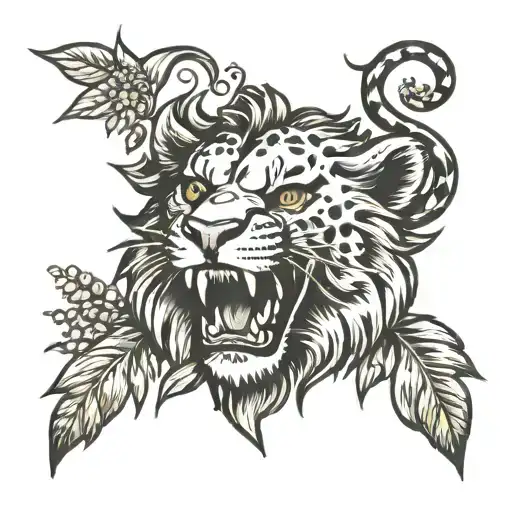 goldenrod leo tattoo design idea